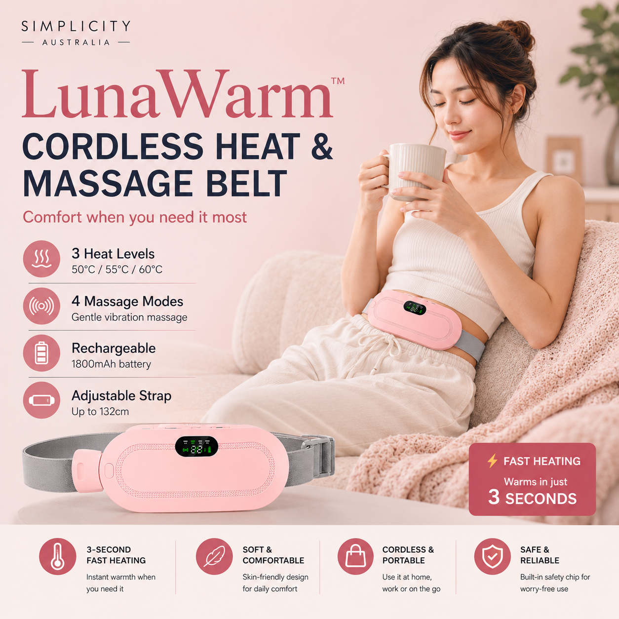 LunaWarm™ Menstrual Comfort Heat & Massage Belt