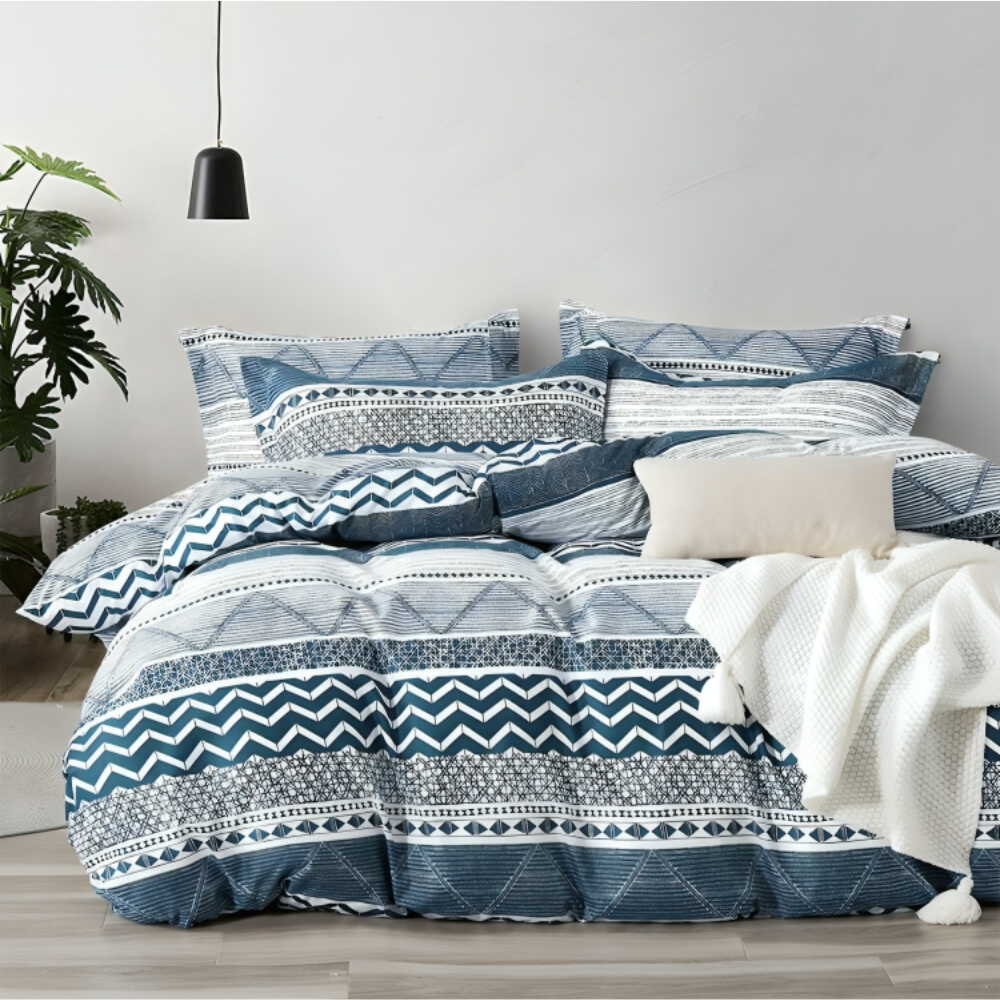 Blue Waves Ultra Soft Printed Quilt Duvet Cover Set