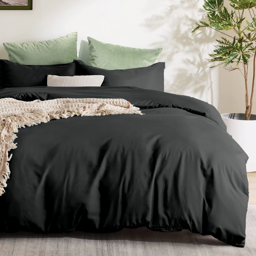 SoftLux™ Quilt Duvet Cover Set - Black | 30% OFF TODAY