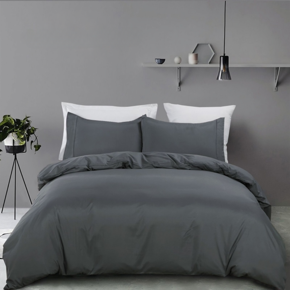 SoftLux™ Quilt Duvet Cover Set - Charcoal