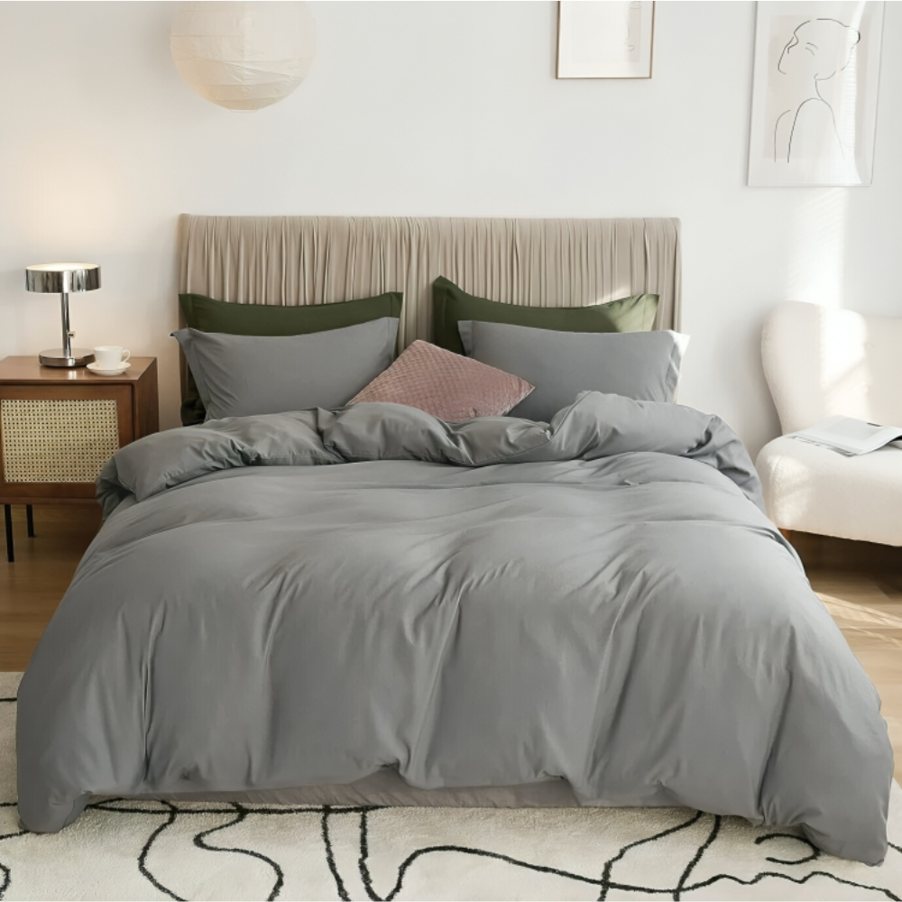 SoftLux™ Quilt Duvet Cover Set - Grey