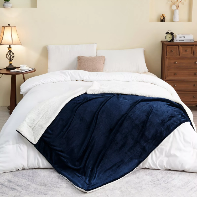 Deluxe Sherpa Flannel Fleece Blanket | Ultra Soft &amp; Warm