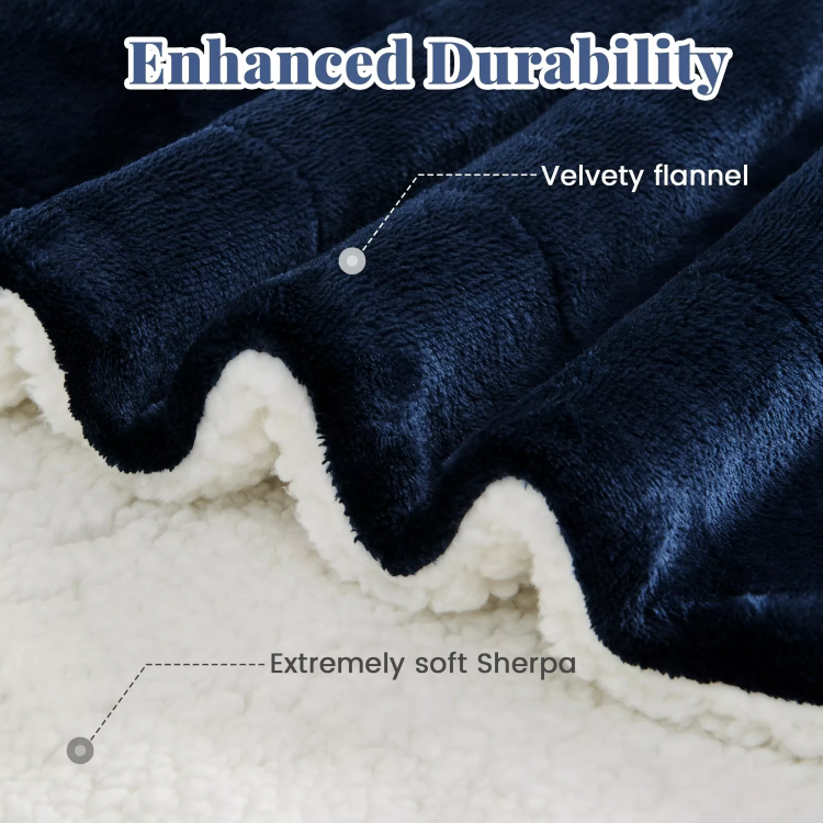 Deluxe Sherpa Flannel Fleece Blanket | Ultra Soft &amp; Warm