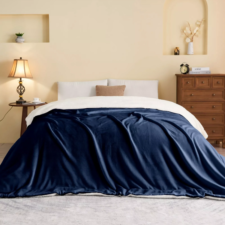 Deluxe Sherpa Flannel Fleece Blanket | Ultra Soft &amp; Warm